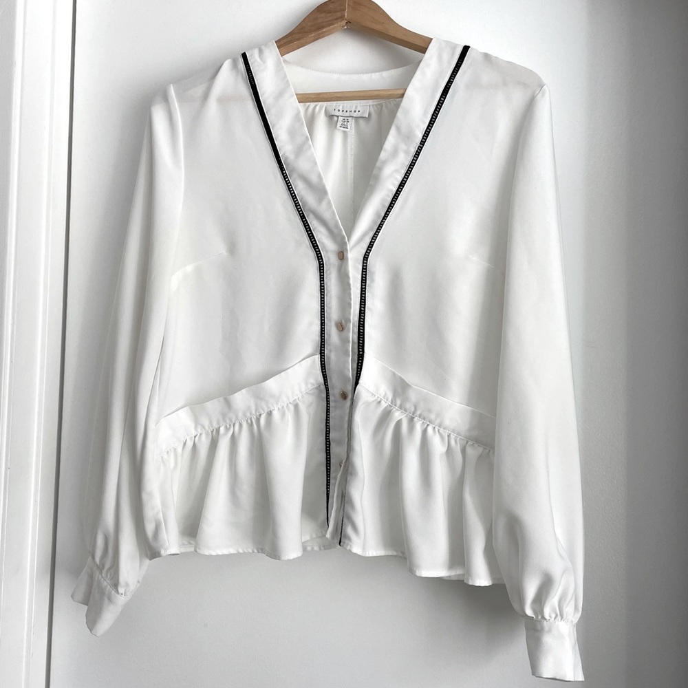 Topshop white peplum blouse size 6